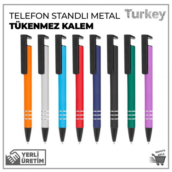 Telefon Standlı Metal Tükenmez Kalem